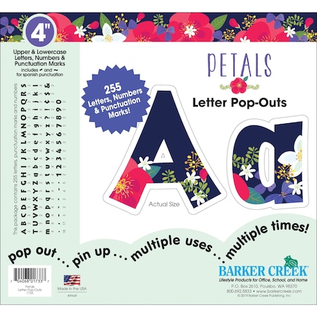 Barker Creek Petals 4" Letter Pop-Outs, 255 Characters/Set 1733